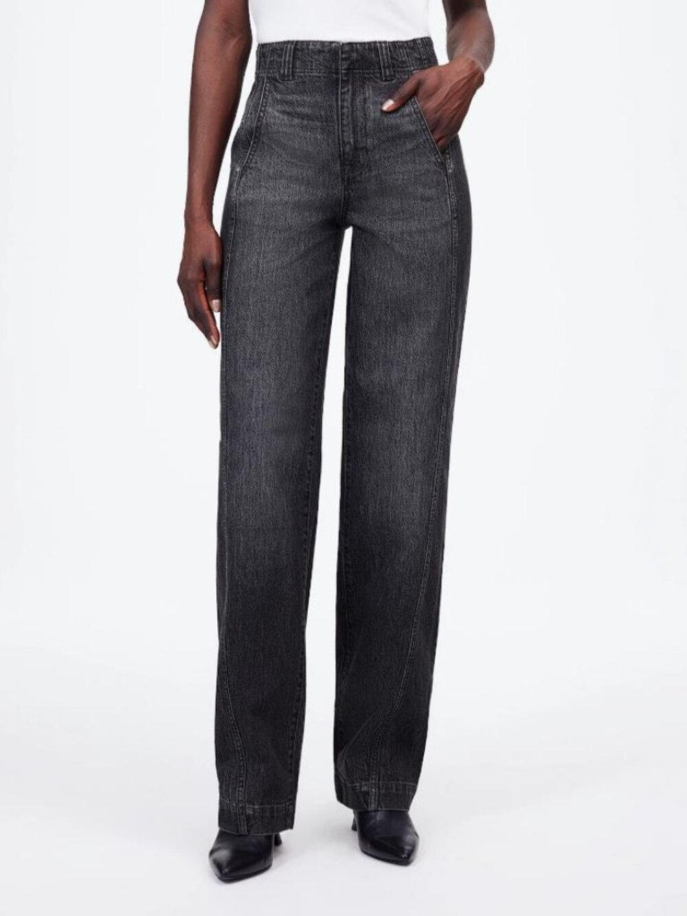 Madewell High-Rise Wide-Leg Jeans in Washed Black
